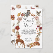 ウッドランド森林動物中性ベビーシャワー サンキューカード (正面/裏面)