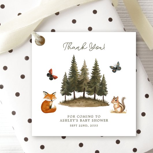 ウッドランド森林動物水彩赤ちゃんシャワー フェイバータグ