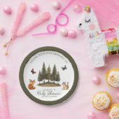 ウッドランド森林動物水彩赤ちゃんシャワー ペーパープレート (パーティー)