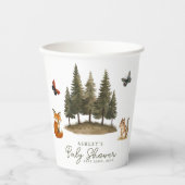 ウッドランド森林動物水彩赤ちゃんシャワー 紙コップ (正面)