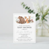 ウッドランド森林動物男の赤ちゃんのシャワーポストカード 案内ポストカード (スタンド正面)