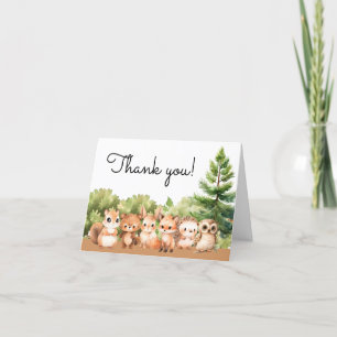ウッドランド森林動物男の赤ちゃんシャワー サンキューカード