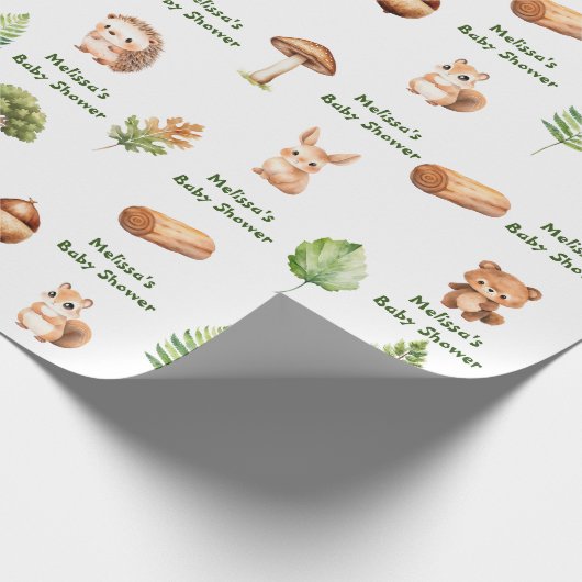 ウッドランド森林動物男の赤ちゃんシャワー ラッピングペーパー (角)