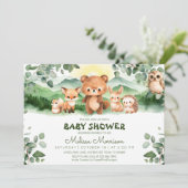 ウッドランド森林動物男の赤ちゃんシャワー 招待状 (スタンド正面)