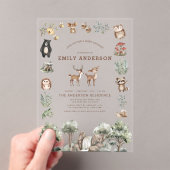 ウッドランド森林動物男女兼用赤ちゃんシャワー アクリル招待状 (インサイチュ (ポータブル))