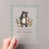 ウッドランド森林動物男女兼用赤ちゃんシャワー アクリル招待状 (インサイチュ (ポータブル))