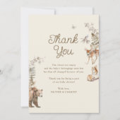 ウッドランド森林動物男女兼用赤ちゃんシャワー サンキューカード (正面)