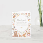 ウッドランド森林動物男女兼用赤ちゃんシャワー サンキューカード (正面)
