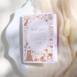 ウッドランド森林動物男女兼用赤ちゃんシャワー サンキューカード
