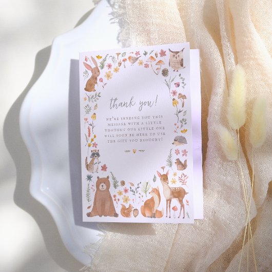 ウッドランド森林動物男女兼用赤ちゃんシャワー サンキューカード
