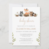 ウッドランド森林動物男女兼用赤ちゃんシャワー 招待状 (正面)