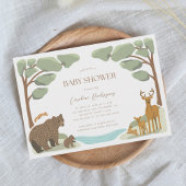 ウッドランド森林動物男女兼用赤ちゃんシャワー 招待状