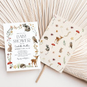 ウッドランド森林動物男女兼用赤ちゃんシャワー 招待状