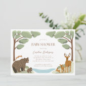 ウッドランド森林動物男女兼用赤ちゃんシャワー 招待状 (スタンド正面)