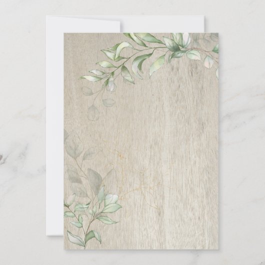 ウッドランド森林動物素朴クマ少年ベビーシャワー 招待状 (裏面)