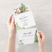 ウッドランド森林動物素朴赤ちゃんシャワー オールインワン招待状 (貼ってはがせる)