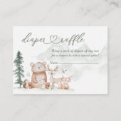 ウッドランド森林動物赤ちゃんシャワーおむつラッフル エンクロージャーカード (正面)