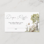 ウッドランド森林動物赤ちゃんシャワーおむつラッフル エンクロージャーカード (正面)