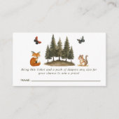 ウッドランド森林動物赤ちゃんシャワーおむつラッフル エンクロージャーカード (正面)