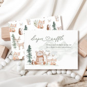 ウッドランド森林動物赤ちゃんシャワーおむつラッフル エンクロージャーカード