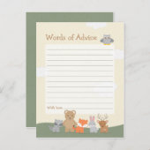 ウッドランド森林動物赤ちゃんシャワーアドバイスカード アドバイスカード (正面/裏面)