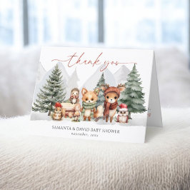 ウッドランド森林動物赤ちゃんシャワーサンキューカード サンキューカード