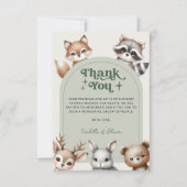 ウッドランド森林動物赤ちゃんシャワーサンキューカード 招待状 (正面)