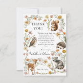 ウッドランド森林動物赤ちゃんシャワーサンキューカード 招待状 (正面)