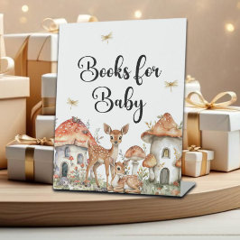 ウッドランド森林動物赤ちゃんシャワーベビー 台座サイン