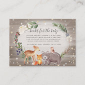 ウッドランド森林動物赤ちゃんシャワー囲いカード エンクロージャーカード (正面)