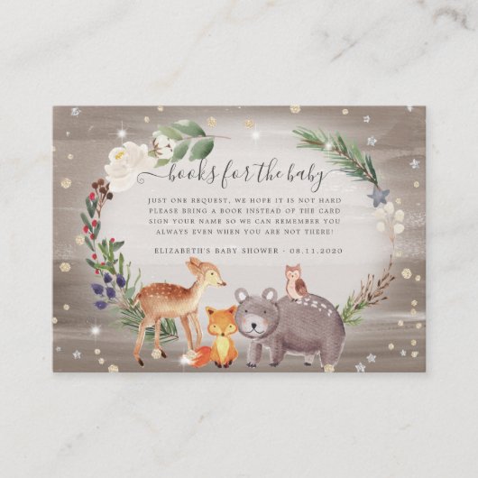 ウッドランド森林動物赤ちゃんシャワー囲いカード エンクロージャーカード (正面)