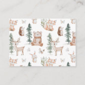 ウッドランド森林動物赤ちゃんシャワー表示シャワー エンクロージャーカード (裏面)