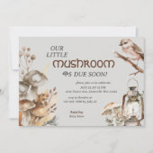 ウッドランド森林水の色キノコの赤ちゃんシャワー 招待状 (正面)