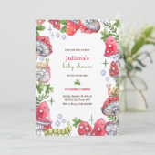 ウッドランド森林水の色キノコの赤ちゃんシャワー 招待状 (スタンド正面)