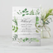 ウッドランド森林素朴の結婚緑の写真 招待状 (スタンド正面)