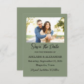 ウッドランド森林結婚写真の緑 セーブザデート (正面/裏面)