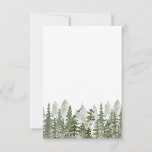 ウッドランド森林結婚写真の緑 セーブザデート (裏面)