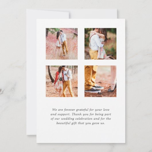ウッドランド森林結婚緑化の写真コラージュ サンキューカード (裏面)
