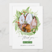 ウッドランド森林結婚緑化の写真コラージュ サンキューカード (正面/裏面)