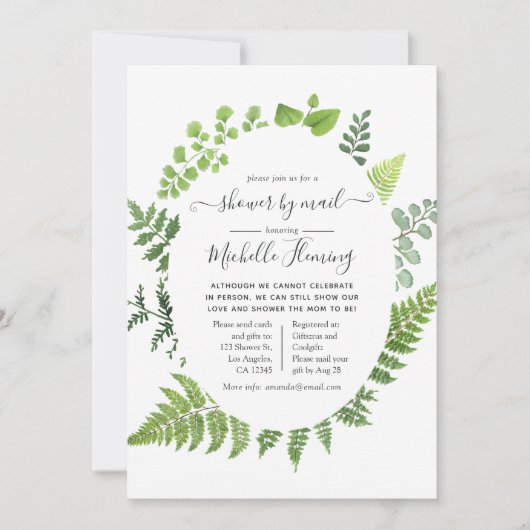 ウッドランド森林緑の赤ちゃんシャワー(郵便) 招待状 (正面)