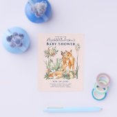 ウッドランド森林緑の野生動物の赤ちゃんシャワー チラシ (シングル)