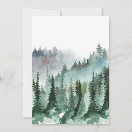 ウッドランド森林緑の野生動物の赤ちゃんシャワー 招待状 (裏面)