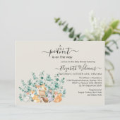 ウッドランド森林緑の野生動物の赤ちゃんシャワー 招待状 (スタンド正面)