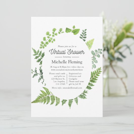 ウッドランド森林緑化仮想ベビーシャワー 招待状 (スタンド正面)