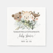 ウッドランド森林赤ん坊の動物の赤ちゃんシャワー スタンダードカクテルナプキン (正面)