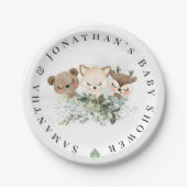 ウッドランド森林赤ん坊の動物の赤ちゃんシャワー ペーパープレート (正面)