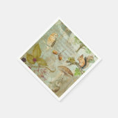 ウッドランド森林野生生物リス、フクロウ、デクページ スタンダードカクテルナプキン (角)