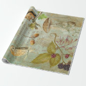 ウッドランド森林野生生物リス、フクロウ、デクページ  ラッピングペーパー (アンロールド)