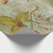 ウッドランド森林野生生物リス、フクロウ、デクページ  ラッピングペーパー (角)