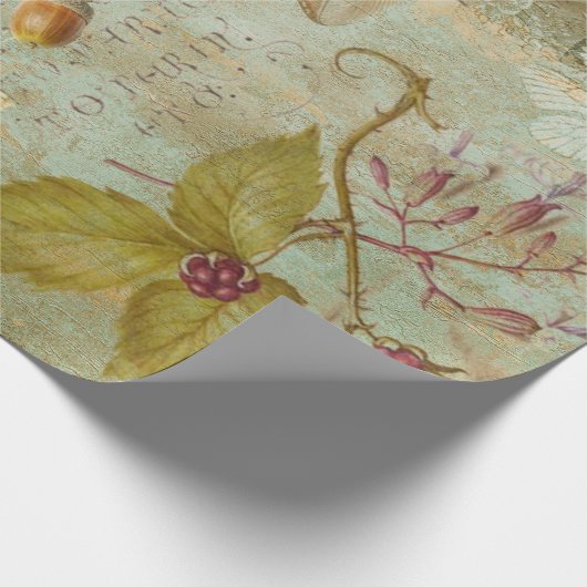 ウッドランド森林野生生物リス、フクロウ、デクページ  ラッピングペーパー (角)